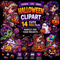 14 Cute Neon Halloween Cliparts PNG – 300 DPI – Transparante Achtergrond